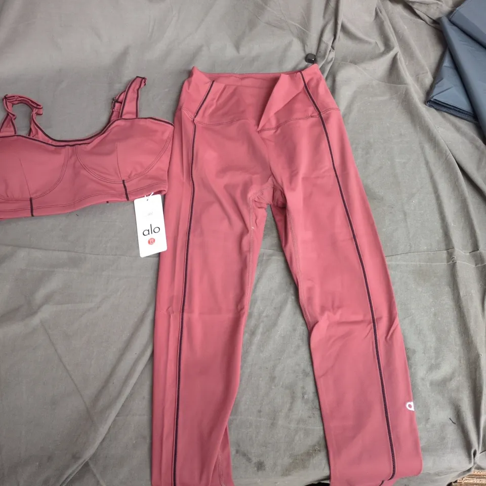 ALO YOGA WOMEN'S PINK SPORTS BRA & LEGGINGS SET – SIZE XS