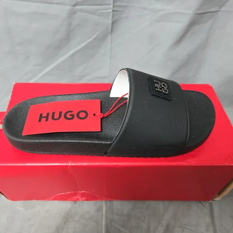 BOXED PAIR OF HUGO BOSS SLIDES – BLACK, UK 9 (EU 43)
