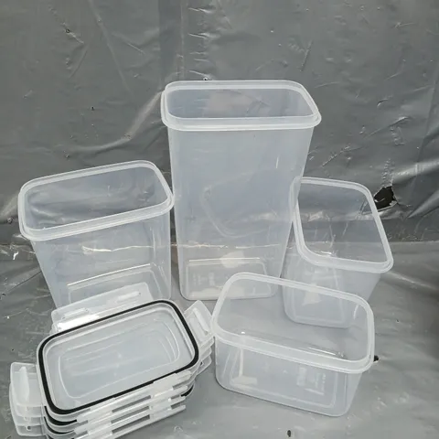 SET OF 24 ASSORTED CLEAR FOOD STORAGE TUBS IN VARIOUS SIZES