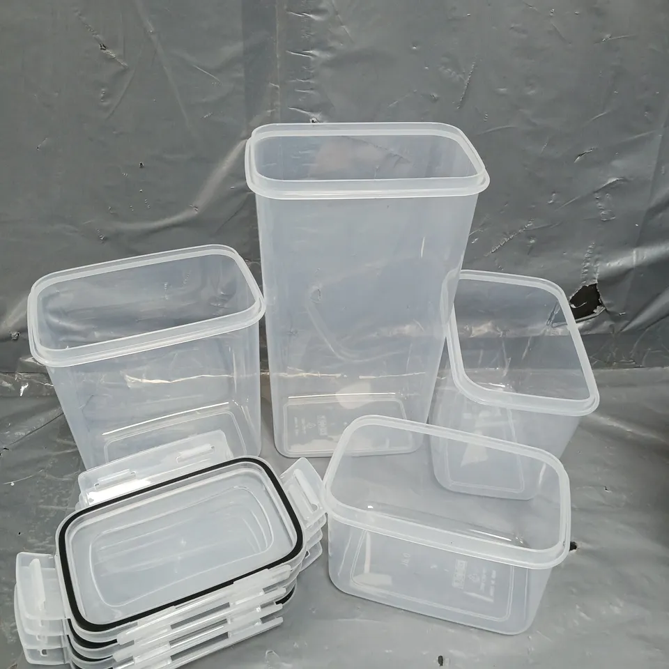 SET OF 24 ASSORTED CLEAR FOOD STORAGE TUBS IN VARIOUS SIZES