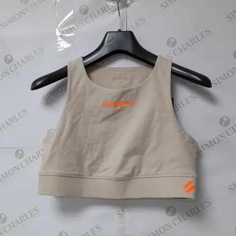 SUPERDRY SPORTS BRA TOP IN PELICAN BEIGE SIZE 14