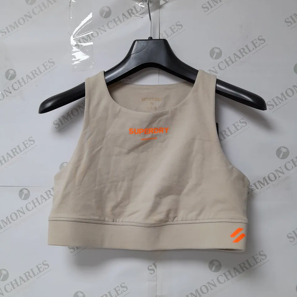 SUPERDRY SPORTS BRA TOP IN PELICAN BEIGE SIZE 14
