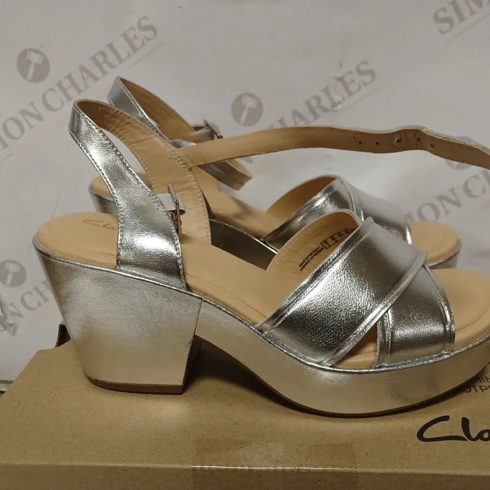 CLARK MARITSA 70 STRAP HEELS IN SILVER METALLIC COLOUR - 7 UK