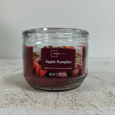 MAINSTAYS APPLE PUMPKIN SCENTED CANDLE IN GLASS JAR – 11.5 OZ