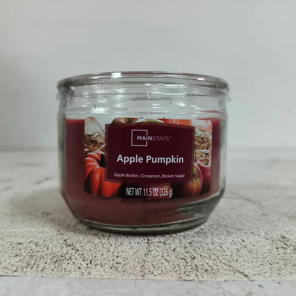MAINSTAYS APPLE PUMPKIN SCENTED CANDLE IN GLASS JAR – 11.5 OZ