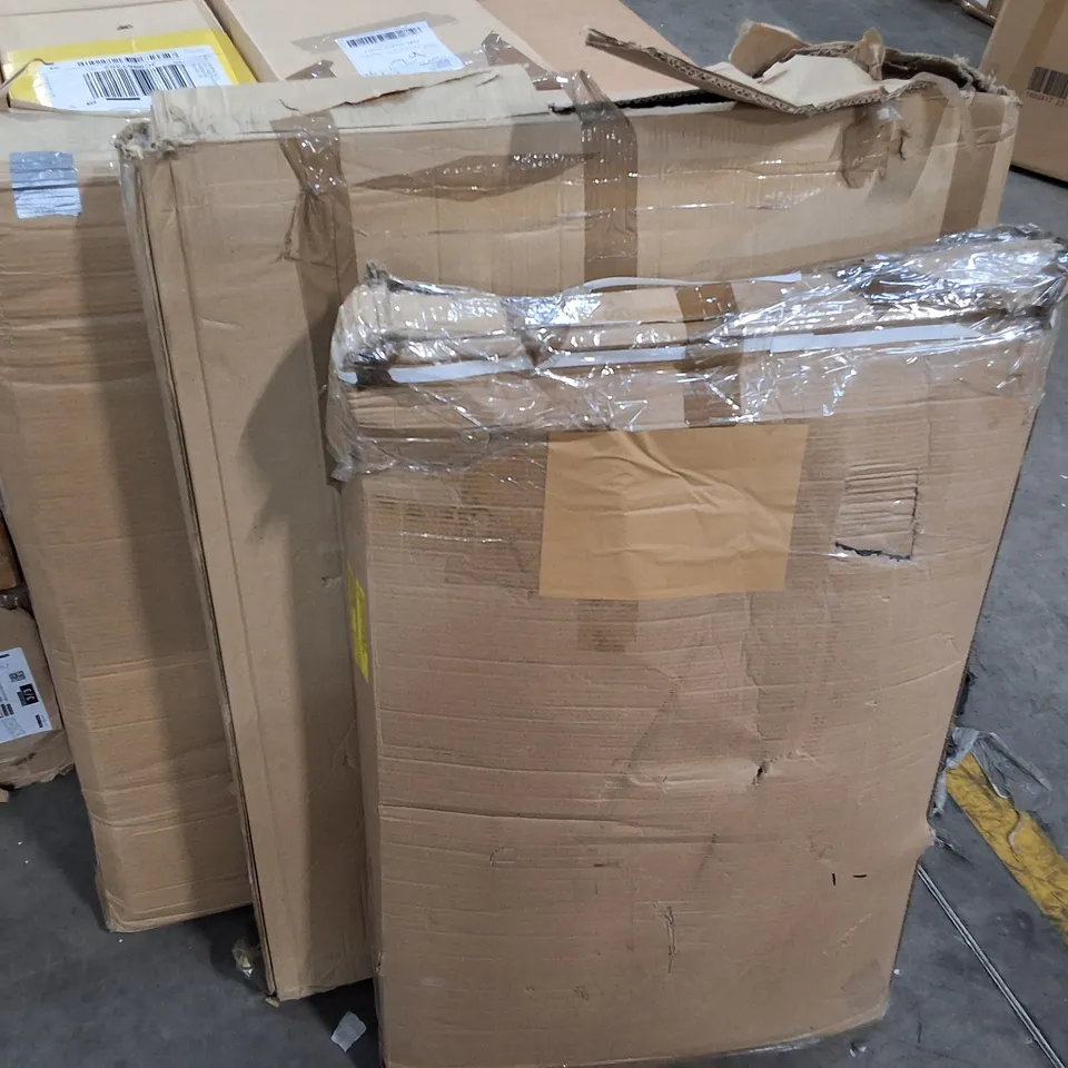 LOT OF 3 FLAT PACK FURNITURE PARTS TO INCLUDE MASIC TABLE TOP, DINING TABLE AND AHYAN DESK - 3 BOXES