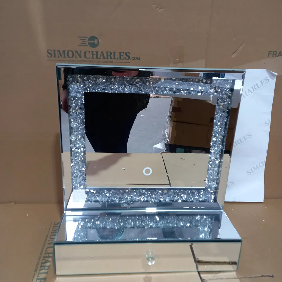 JULIEN MACDONALD LIGHT UP ENCAPSULATED CRYSTAL DRESSING TABLE MIRROR COLLECTION ONLY