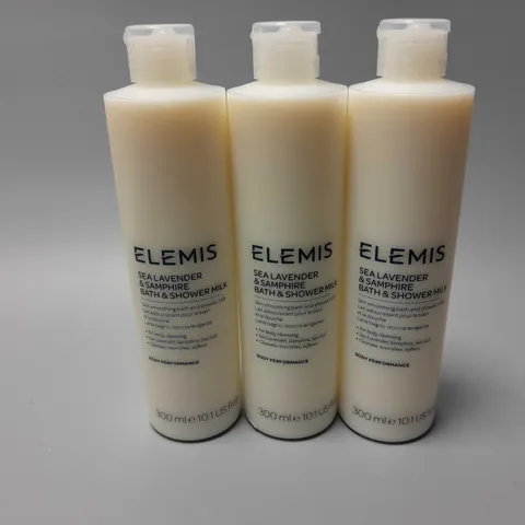 3 x ELEMIS SEA LAVENDER & SAMPHIRE BATH & SHOWER MILK (3 x 300ml)