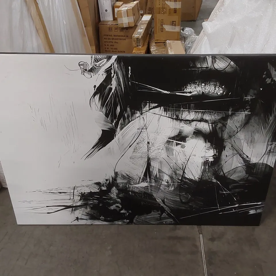FACE ABSTRACT MONOCHROME - WRAPPED CANVAS GRAPHIC ART