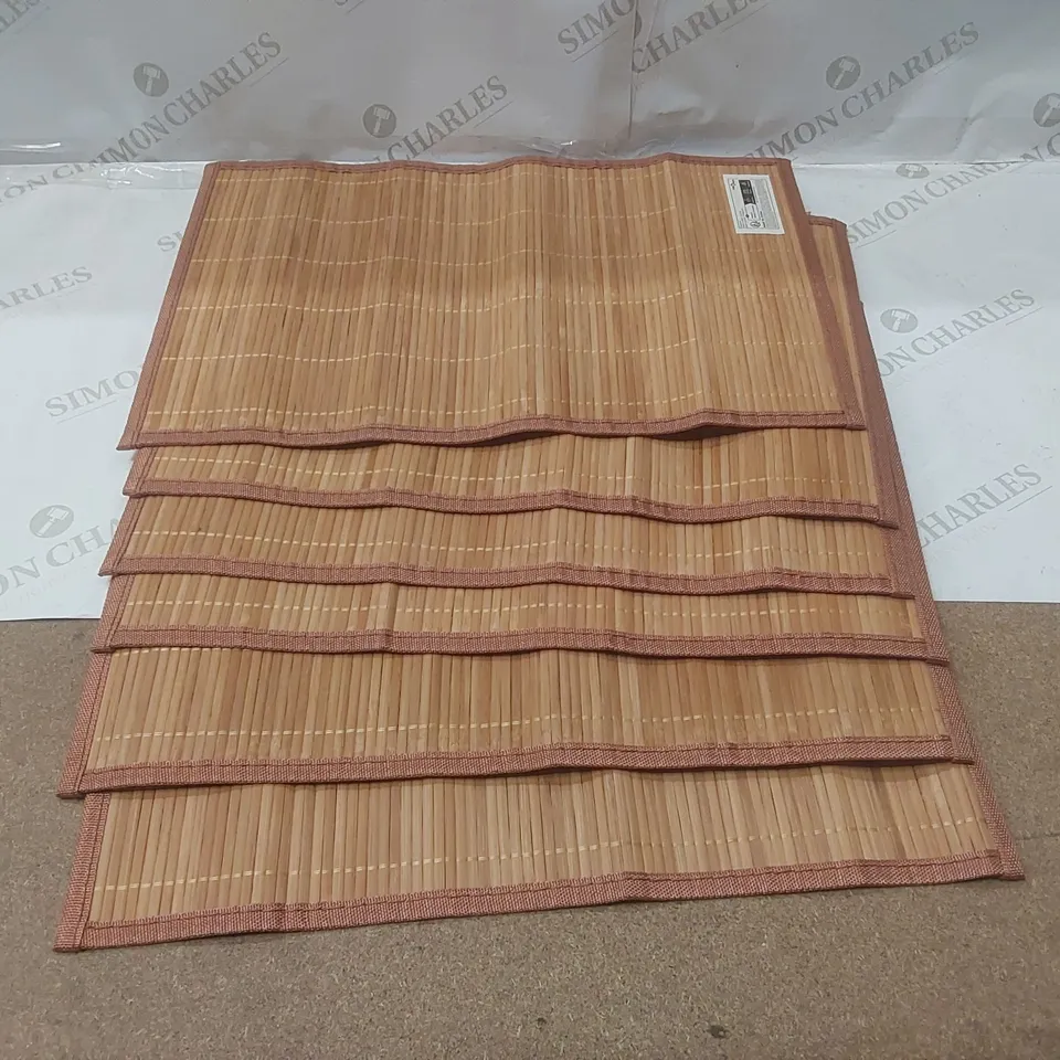 SET OF 6 BAMBOO SOLID COLOUR RECTANGLE PLACEMATS
