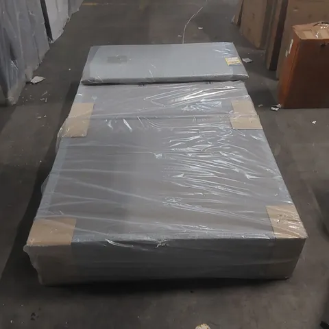 BAGGED 4FT SMALL DOUBLE DIVAN BASE WITH HEADBOARD - GREY FABRIC (3 ITEMS)