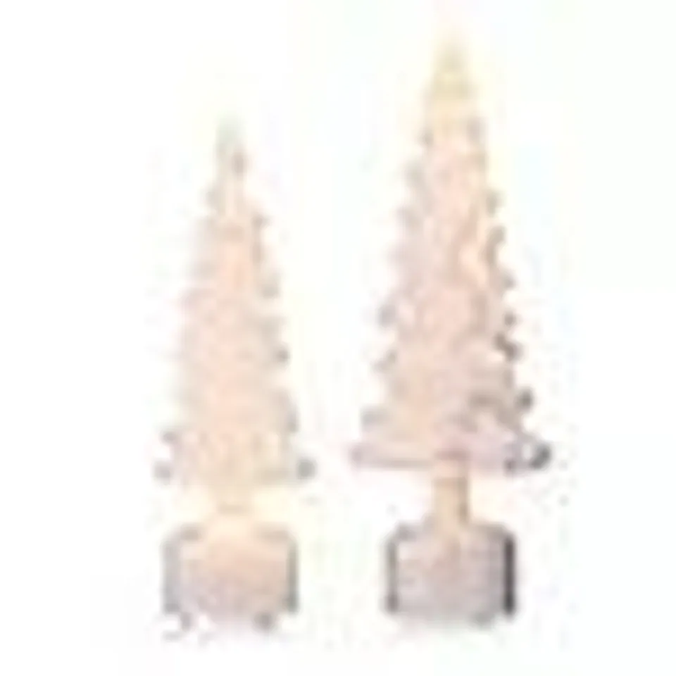 HOME STORIES PRE LIT SET OF 2 ROTATING GLASS CHRISTMAS TREES