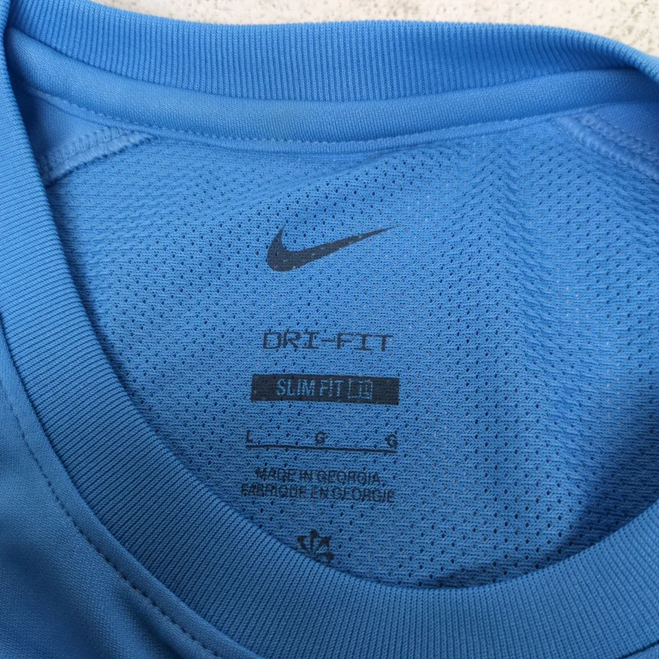 NIKE DRI-FIT MEN’S BLUE SHORT-SLEEVE TRAINING T‑SHIRT – PLAYA & PADEL BRANDING, TAG ATTACHED, UK L (LG) 