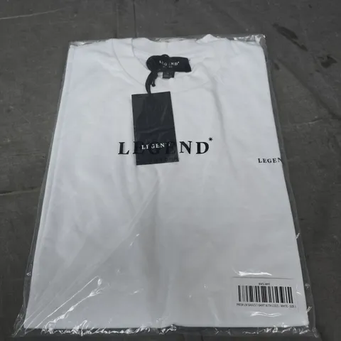 LEGEND LONDON PREMIUM BASICS T-SHIRT WITH LOGO – WHITE – SIZE L