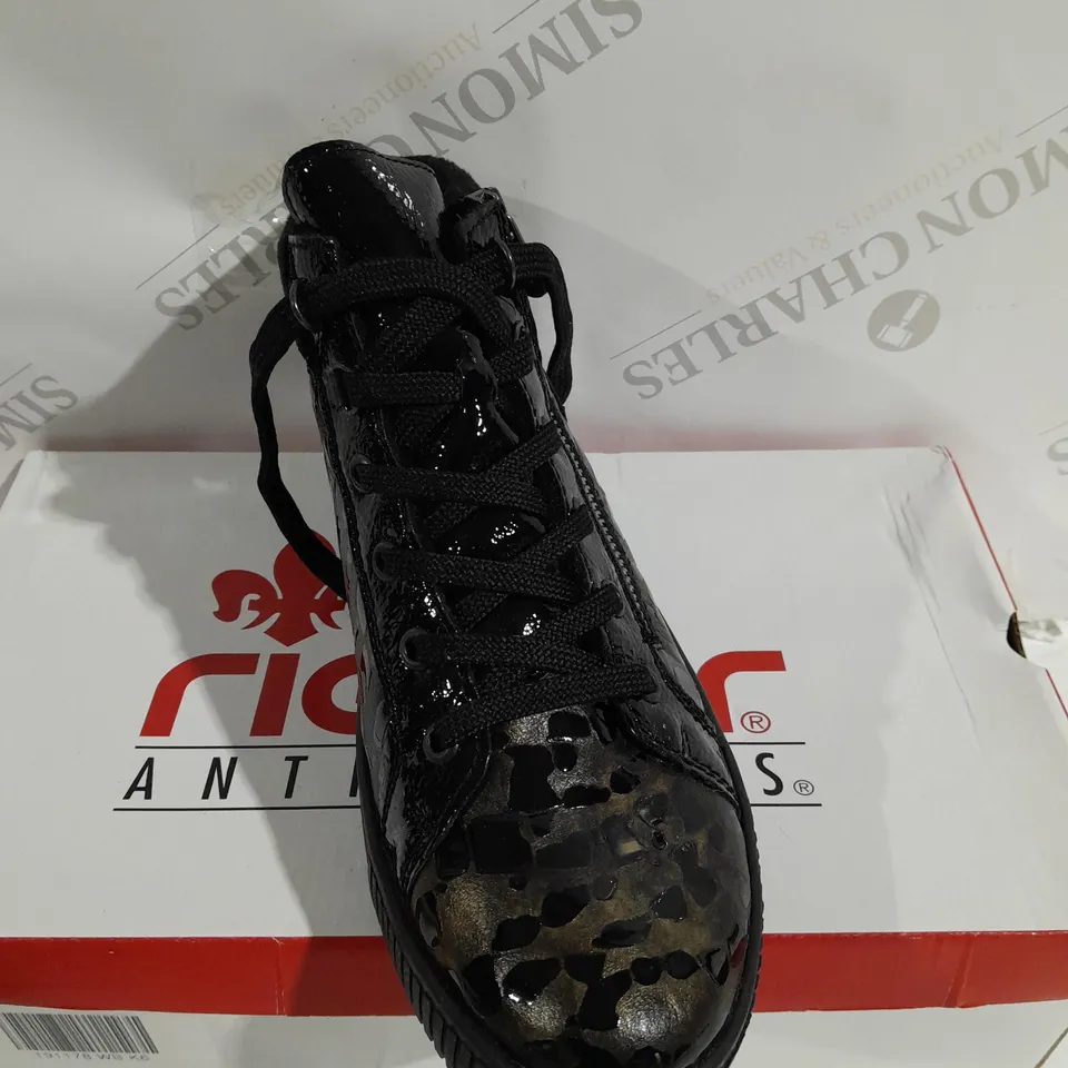 BOXED PAIR OF RIEKER TRAINER BOOTS WITH SIDE ZIP - SIZE 6