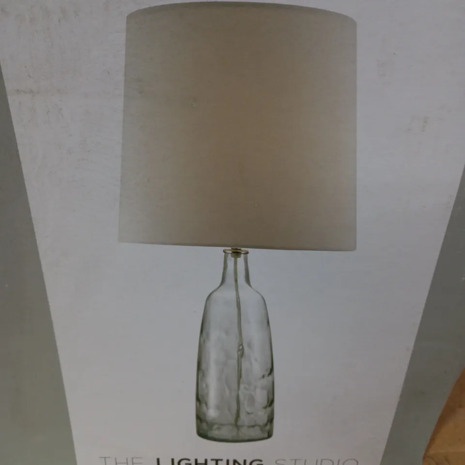 THE LIGHTING STUDIO MABLE LIGHT BLUE GLASS TABLE LAMP