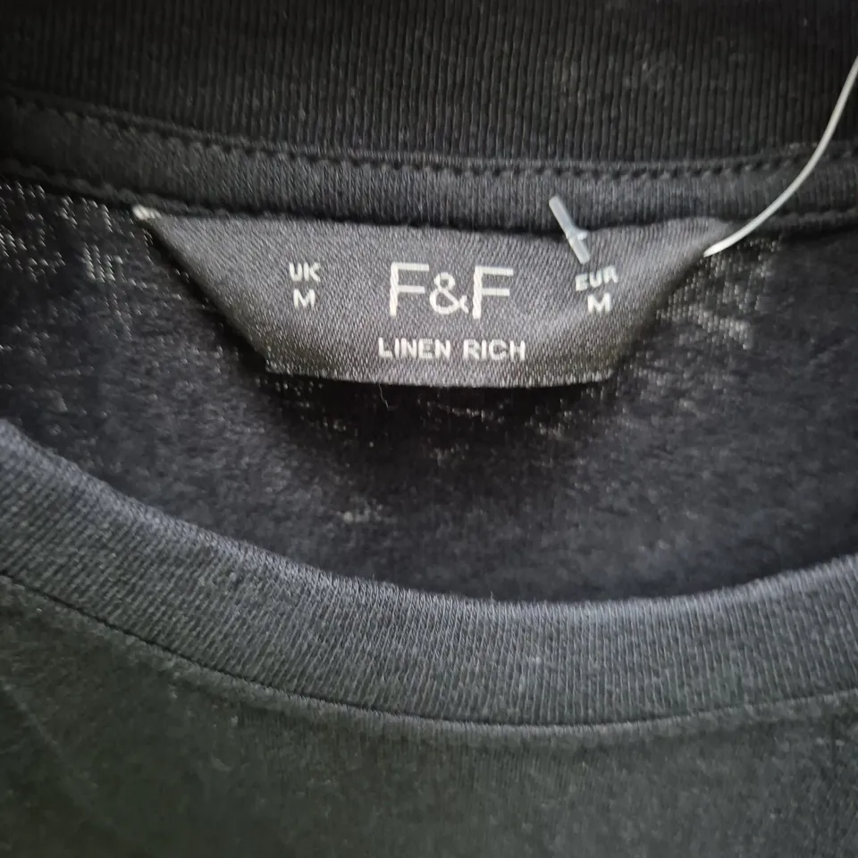 F&F Linen Rich T-shirt – Black – UK M