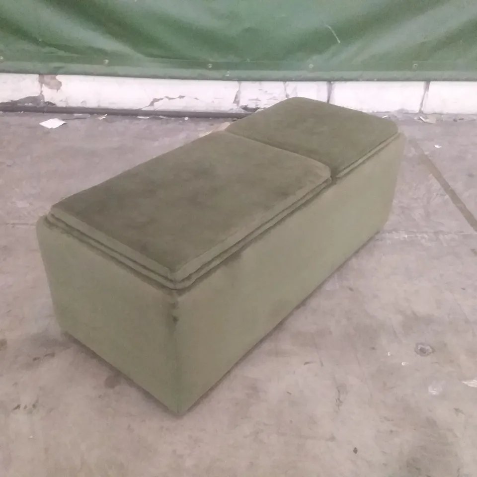 LOUNGE CO MADE AND MANUFACTURED RECTANGULAR STORAGE FOOTSTOOL - WOODLAND MOSS FABRIC 