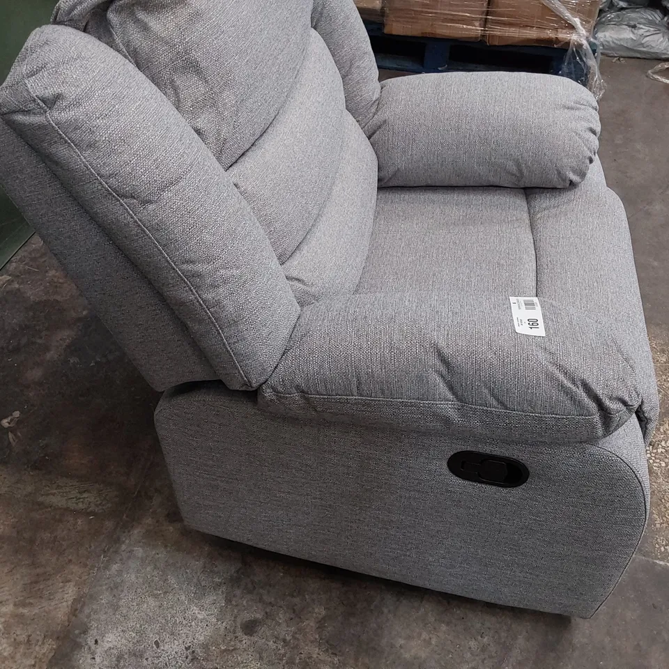 DESIGNER MANUAL RECLINING EASY CHAIR GREY FABRIC 