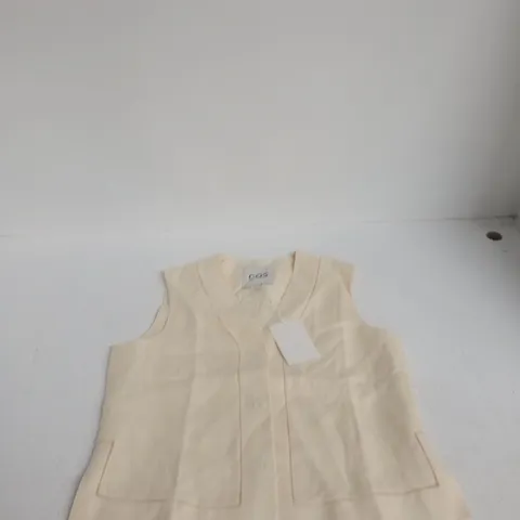 COS CREAM SLEEVELESS WAISTCOAT WITH PATCH POCKETS – UK 10 (EU 38)