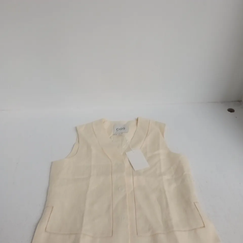 COS CREAM SLEEVELESS WAISTCOAT WITH PATCH POCKETS – UK 10 (EU 38)