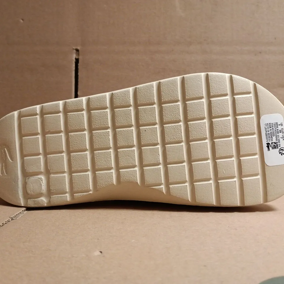PAIR OF LACOSTE SERVE SLIDES IN CREAM SIZE UK 5