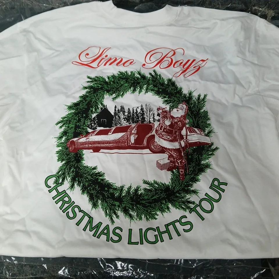 8X LIMO BOYS CHRISTMAS LIGHTS TOUR SMALL TEES IN WHITE 