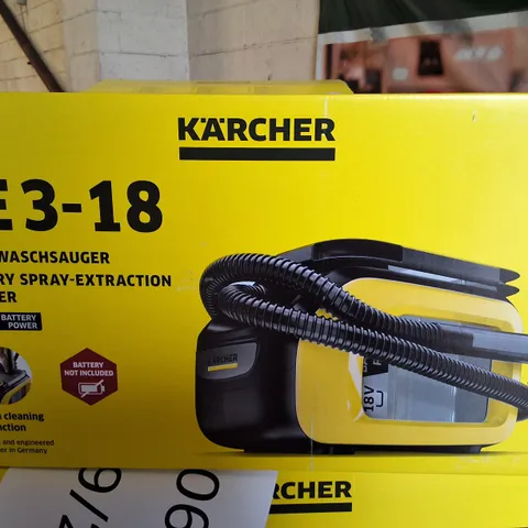 BRAND NEW BOXED KARCHER SE 3-18 CORDLESS COMPACT SPOT CLEANER - BATTERY POWERED SPRAY EXTRACTION CLEANER (BATTERY NOT INCLUDED)