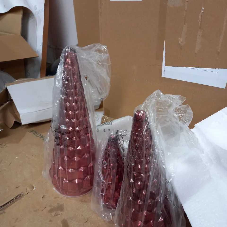 GLASS TREE DECOR SET OF 3