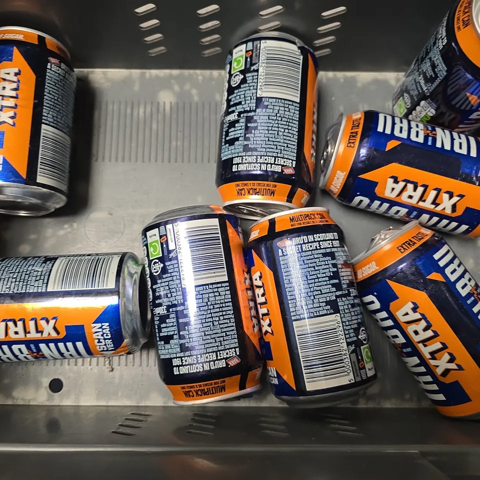 TOTE OF APPROXIMATELY 9 IRN BRU XTRA CANS