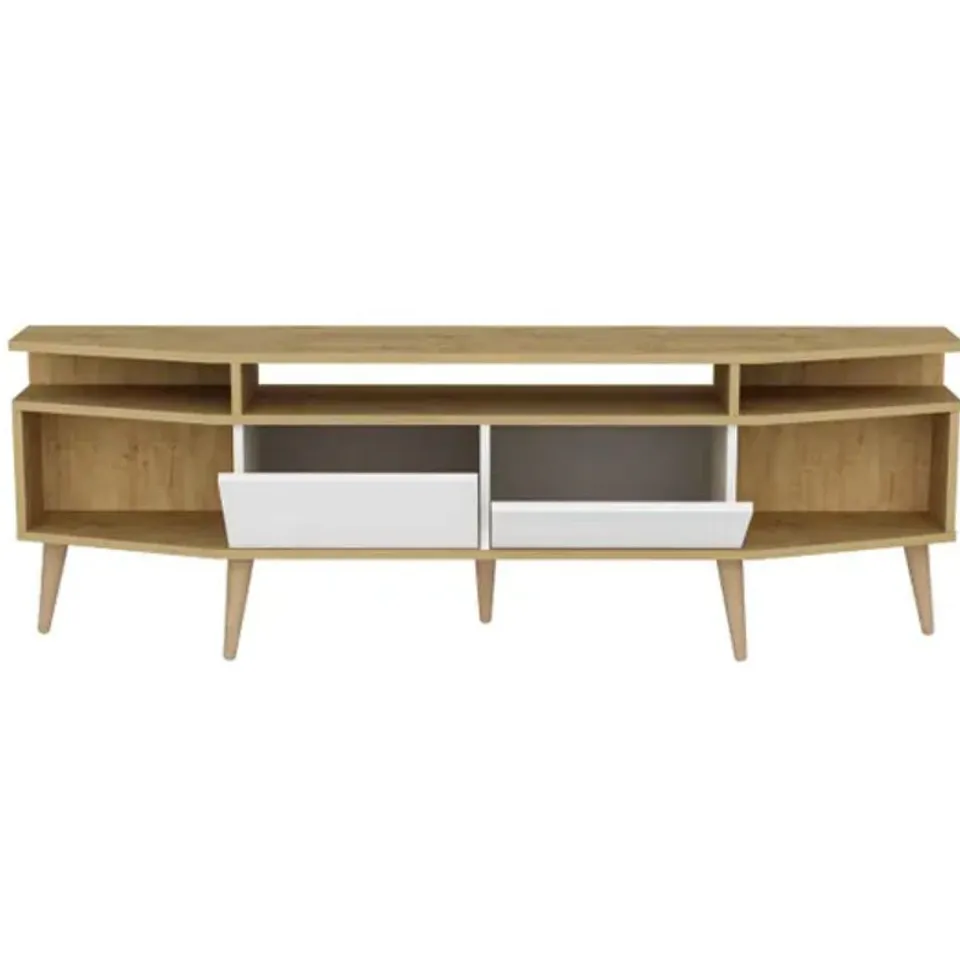 BOXED DECOROTIKA DENNIS TV STAND TV UNIT FOR TVS UP TO 65" - OAK AND WHITE (1 BOX)