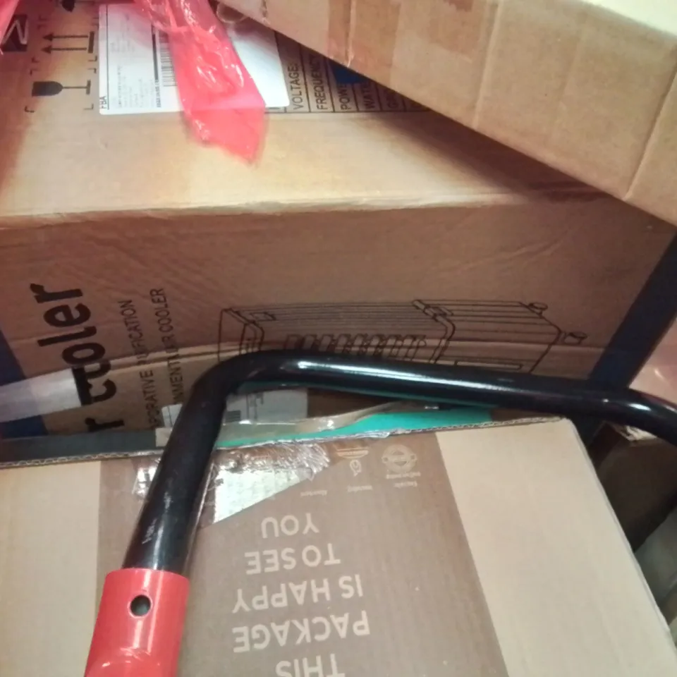 PALLET CONTAINING ASSORTED ITEMS INCLUDING: AIR COOLER, TROLLEY, 4.5L DIGITAL AIR FRYER ECT