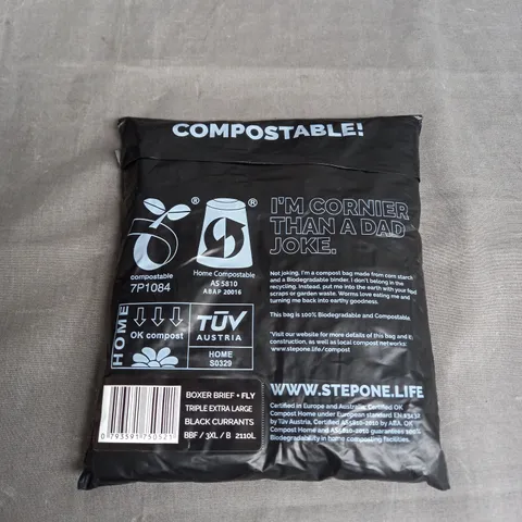 STEP ONE BOXER BRIEF + FLY IN BLACK CURRENTS SIZE 3XL