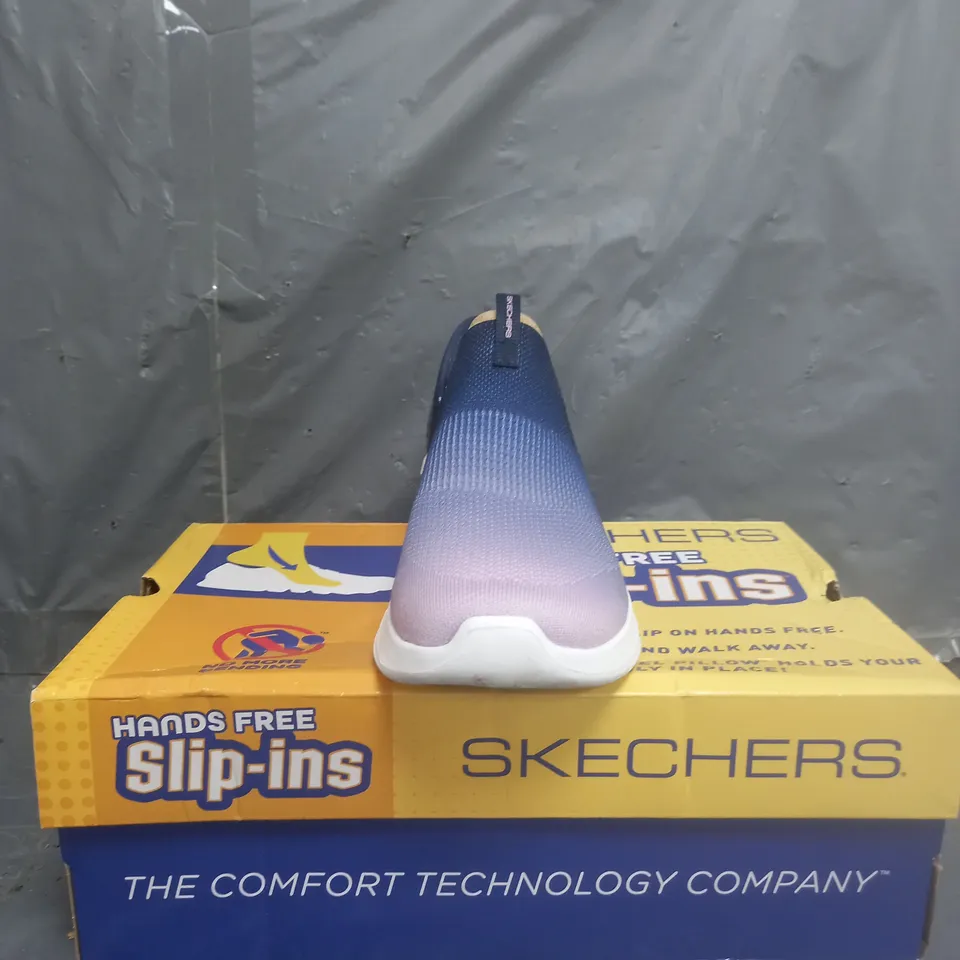 SKECHERS HANDS FREE SLIP INS TRAINERS NAVY/PURPLE SIZE 5