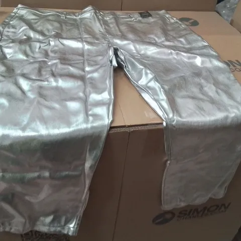 BOXED BRAND NEW APPROXIMATELY 4 JD WILLIAMS PU STRAIGHT TROUSERS SILVER SIZE 28