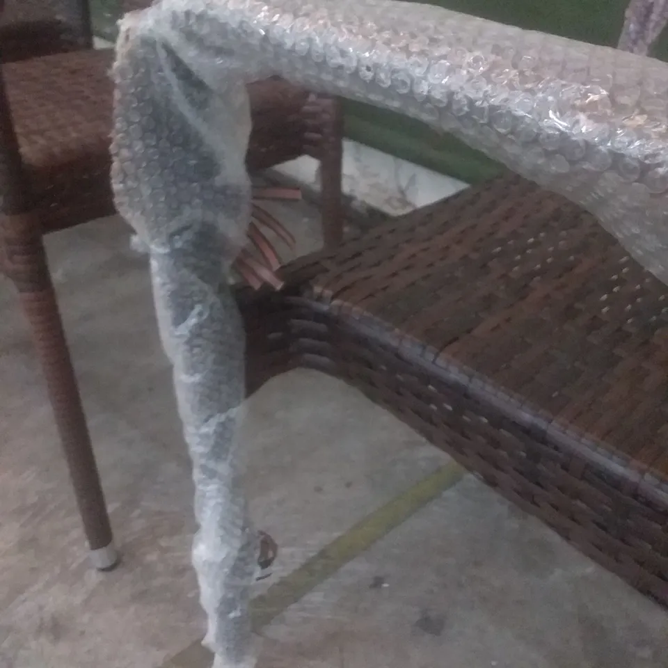 X4 RATTAN EFFECT GARDEN CHAIRS BROWN