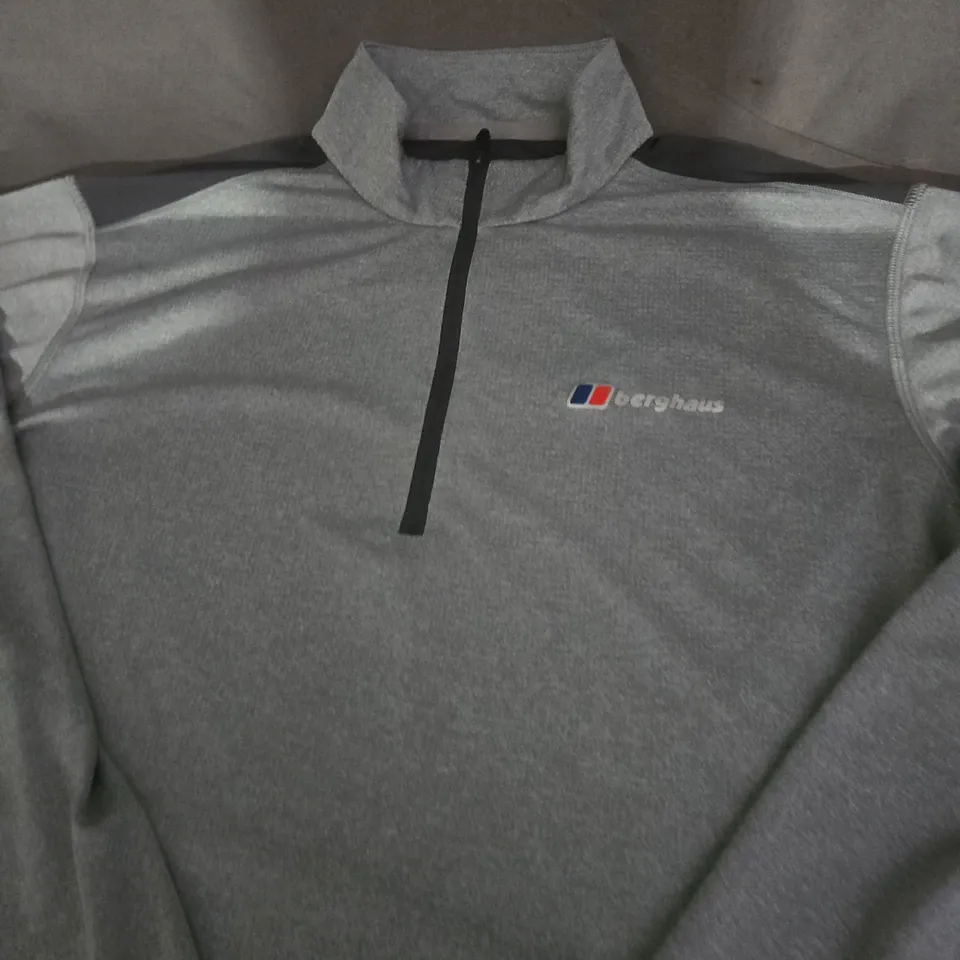 BERGHAUS GREY FLEECE HALF-ZIP TOP - SIZE M