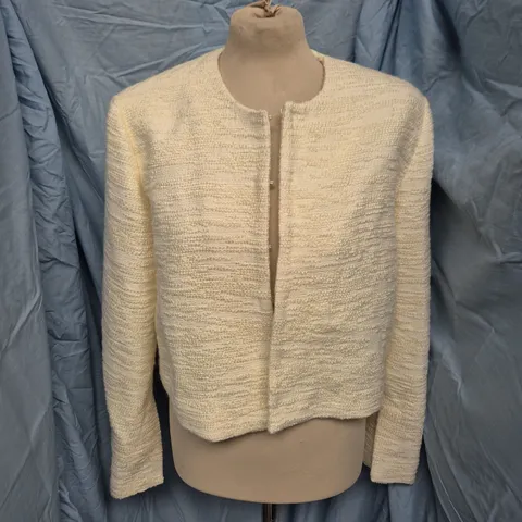 MALINA RUTHIE CROPPED BOUCLE BLAZER – VANILLA, SIZE M
