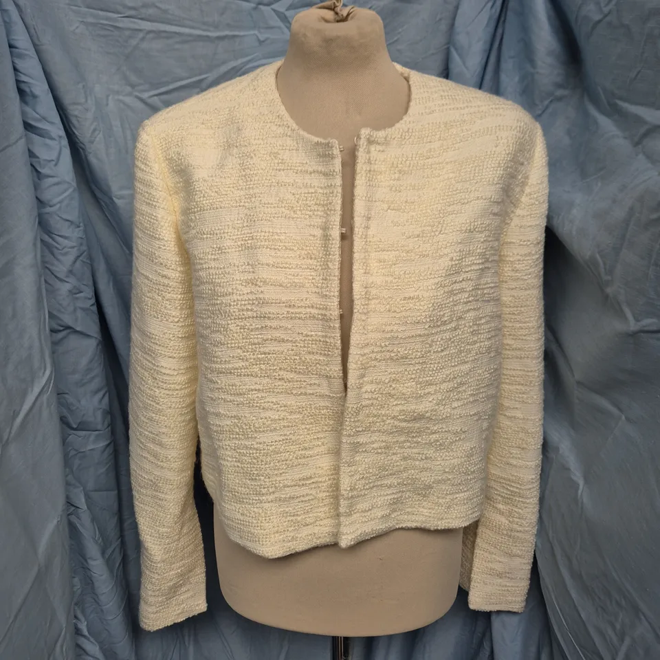 MALINA RUTHIE CROPPED BOUCLE BLAZER – VANILLA, SIZE M