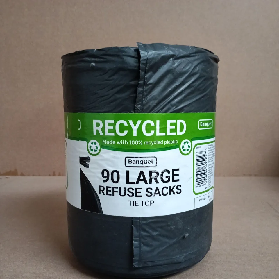 BANQUET 90 LARGE TIE-TOP REFUSE SACKS – RECYCLED (BULK PACK)