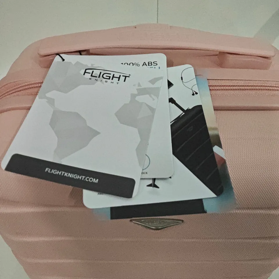 FLIGHT KNIGHT SMALL HARD SHELLED LUGGAGE CASE WITH WHEELS AND LOCK IN PINK