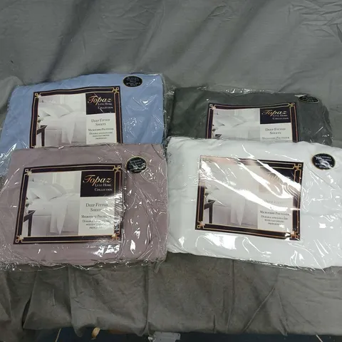 BOX OF APPROXIMATELY 15 SINGLE FITTED SHEETS IN VARIOUS COLOURS