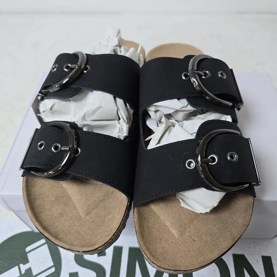 BOXED SHOES BY EMMA NATALIE SLIDER SHOES, BLACK - SIZE 7