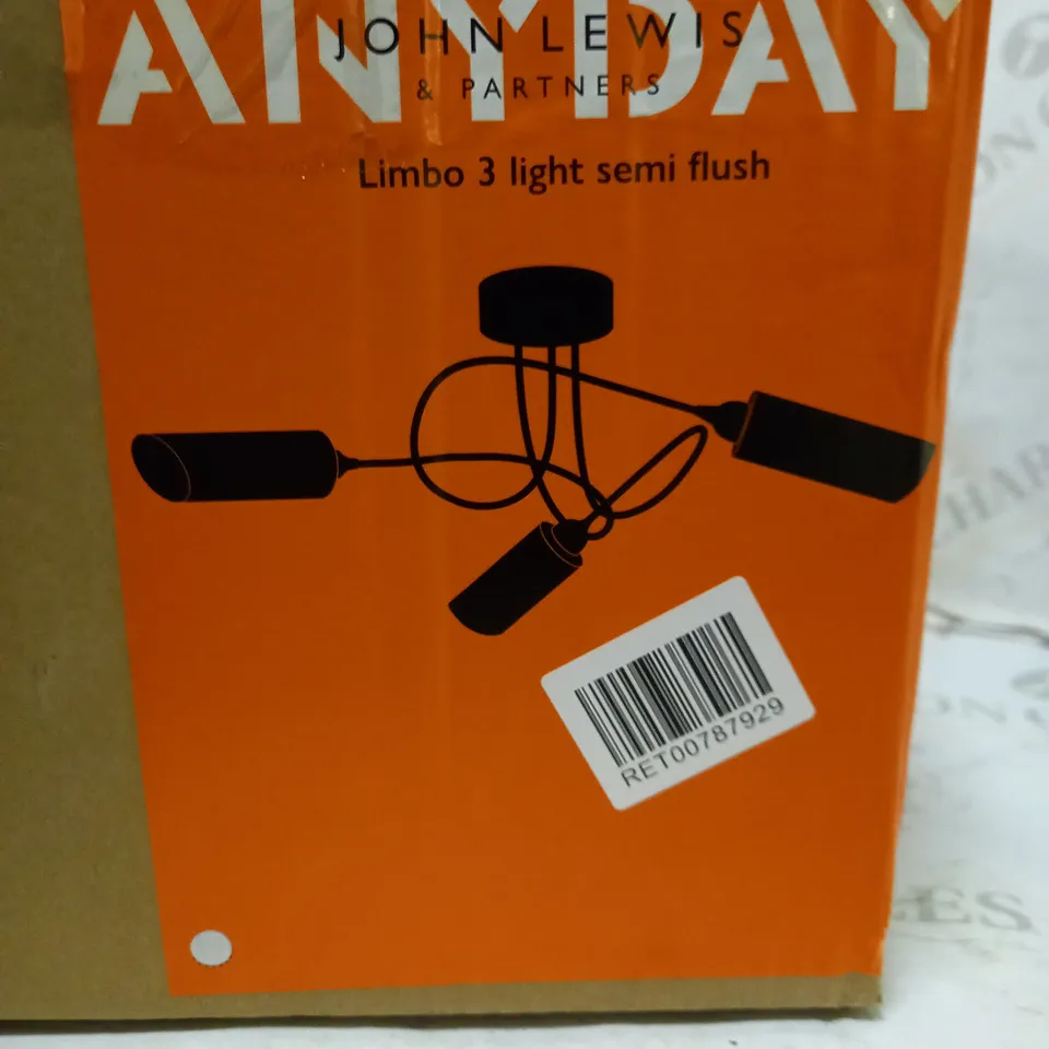 JOHN LEWIS ANYDAY LIMBO 3 LIGHT SEMI FLUSH WALL LIGHT