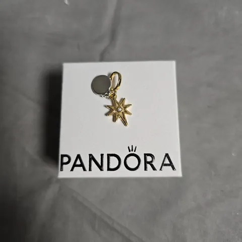 PANDORA GOLD-TONE STAR CHARM WITH CLEAR CRYSTAL