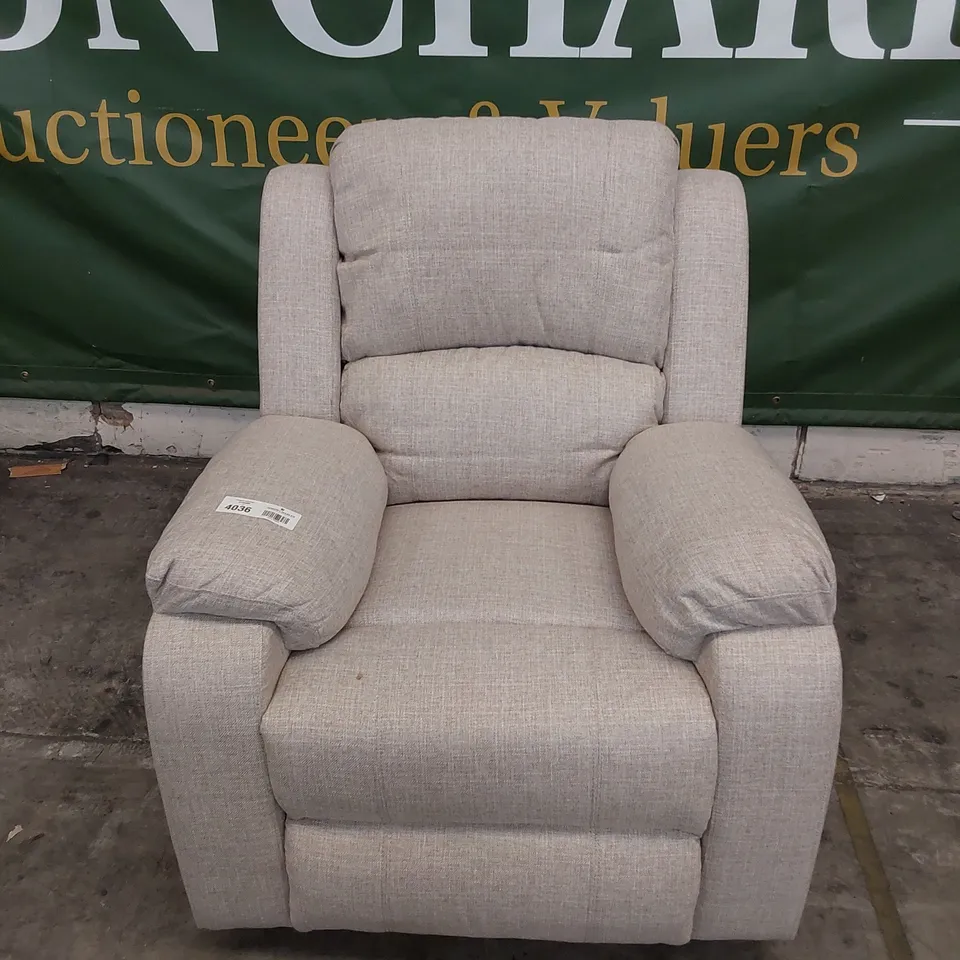 DESIGNER MANUAL RECLINING ROCKING EASY CHAIR BEIGE FABRIC 
