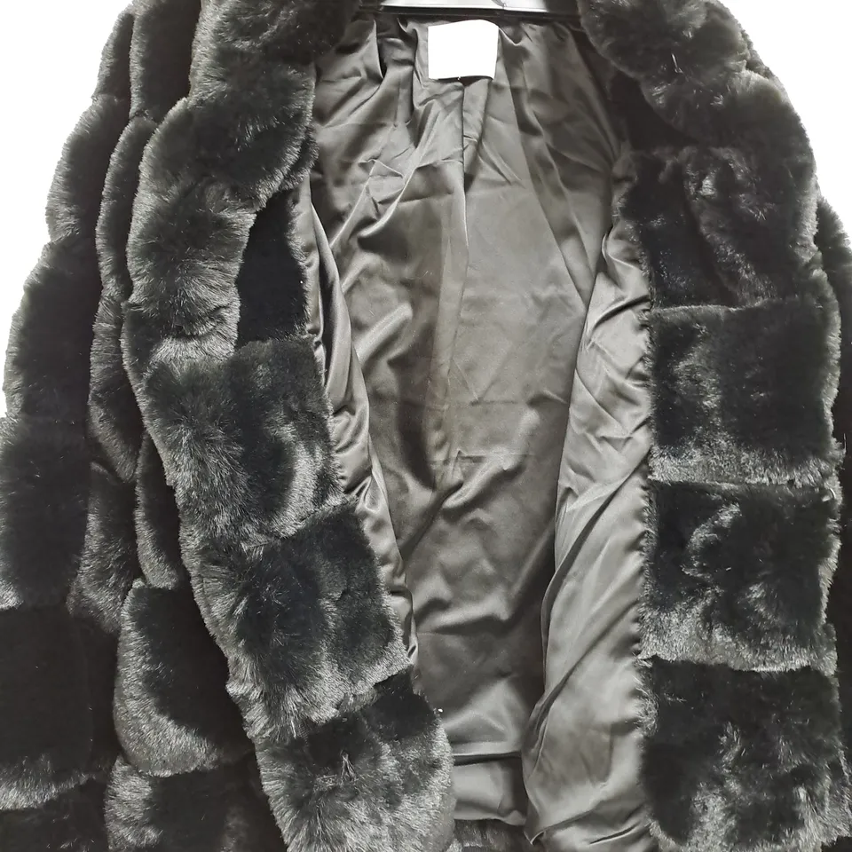 DANNII MINOGUE BLACK FUR COAT - SIZE 22