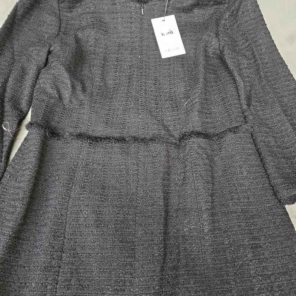 LIBBY JULIETTE BLACK BOUCLE DRESS SIZE UK 12