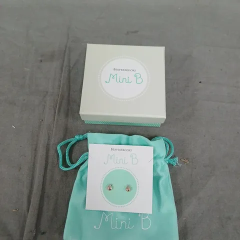 BEAVERBROOKS MINI B SILVER AND ROSE GOLD PLATED LADYBIRD STUD EARRINGS – 925 STAMP, BOXED