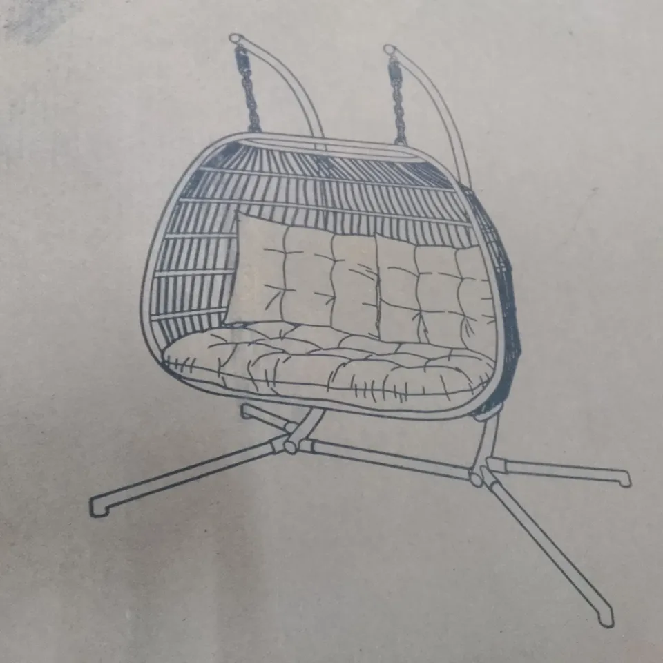 BOXED INNOVATORS FOLDING DOUBLE COCOON CHAIR IN LIGHT GREY - COLLECTION ONLY